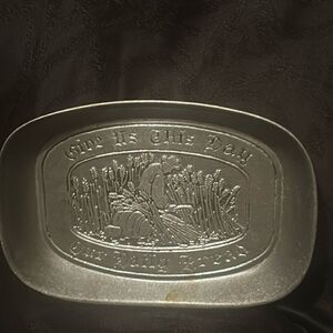 Vintage Pewter Bread Plate Give us this day our daily bread by wilton PA
